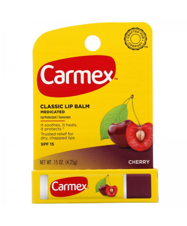 CARMEX Classic Lip Balm Medicated Cherry Классический бальзам для губ в тюбике с лечебным эффектом