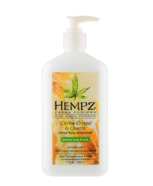 HEMPZ Citine Crystal & Quartz Herbal Body Moisturizer 500 ml Молочко для тела увлажняющее с мерцающим эффектом Желтый Кварц