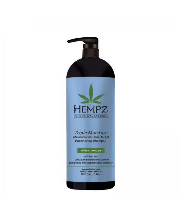 HEMPZ Triple Moisture Shampoo 1000 ml Растительный шампуньТройное Увлажнение сильной степени увлажне