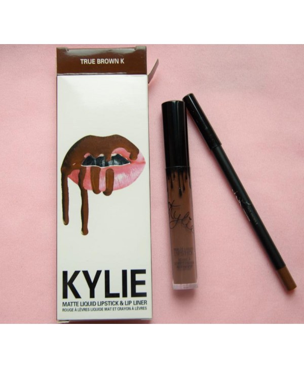 KYLIE Жидкая матовая помада Kylie с карандашом True brown K