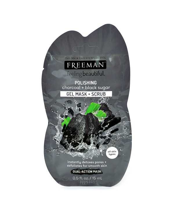FREEMAN Polishing Gel Mask + Scrub Полирующая гель-маска и скраб для лица «Уголь и Черный сахар» 15g