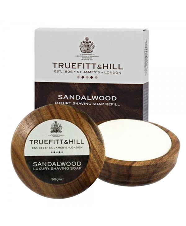 Truefitt&Hill  00554  Sandalwood Luxury Shaving Soap in wooden bowl  99 г  Люкс-мыло Sandalwood  для бритья (в деревянной чаше)