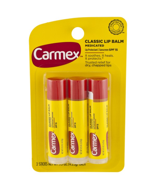 CARMEX Original Click Stick Moisturizing SPF 15 Lip Balm, 3ct